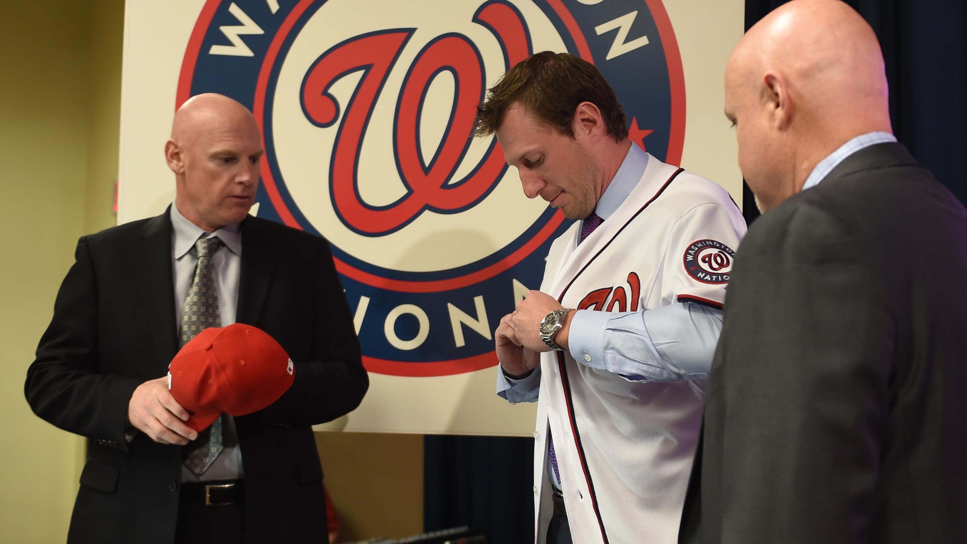 Press conference for newly acquired pitcher Max Scherzer