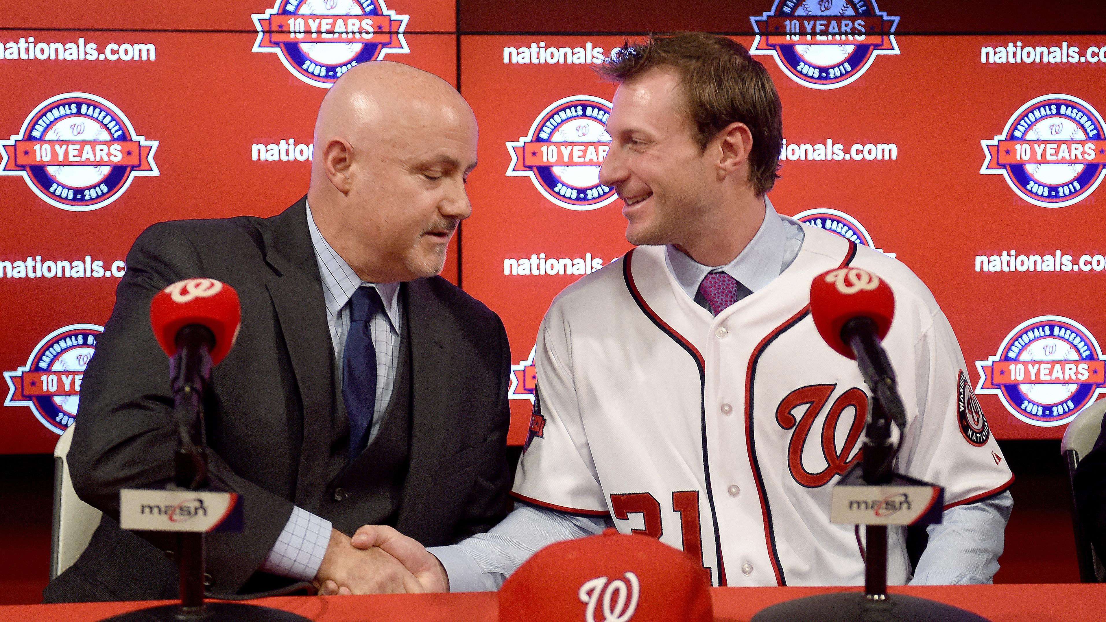 Press conference for newly acquired pitcher Max Scherzer