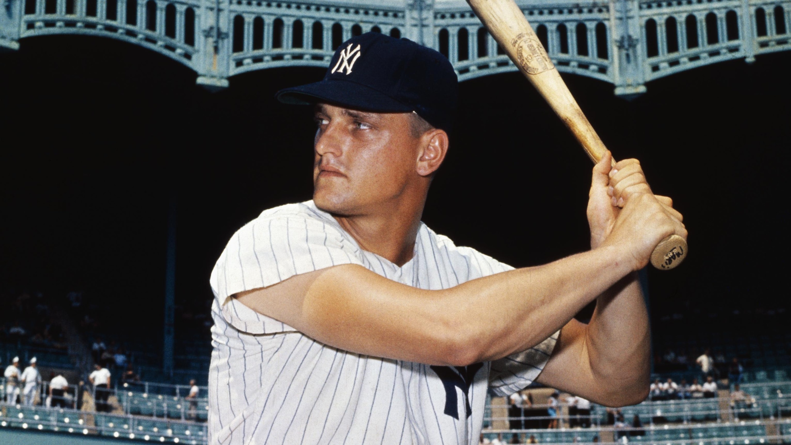 Roger Maris Holding Baseball Bat