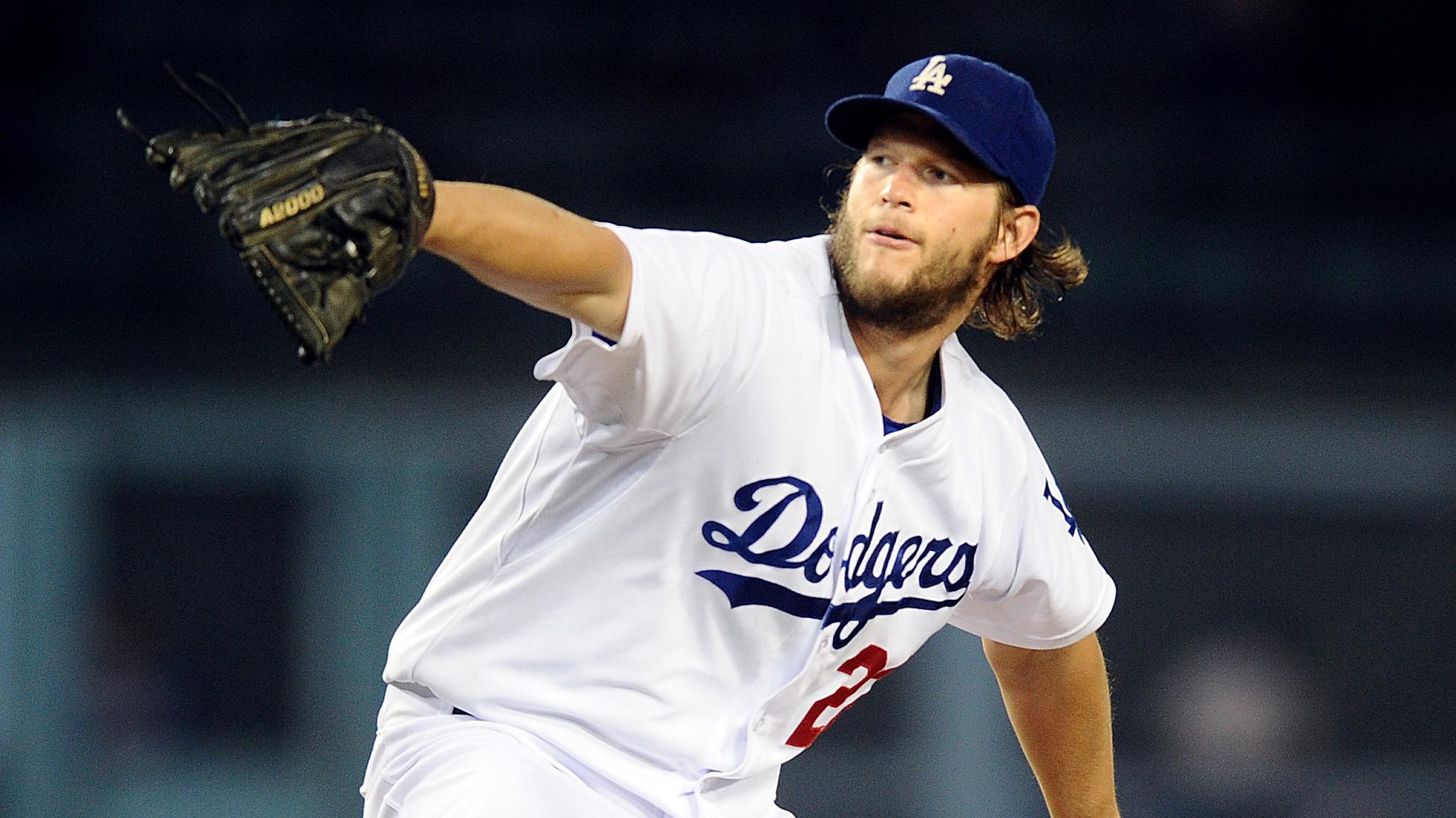 LOS ANGELES, CALIFORNIA SEPTEMBER 8, 2014-Dodgers pitcher clayton Kershaw makes a pitch against the 