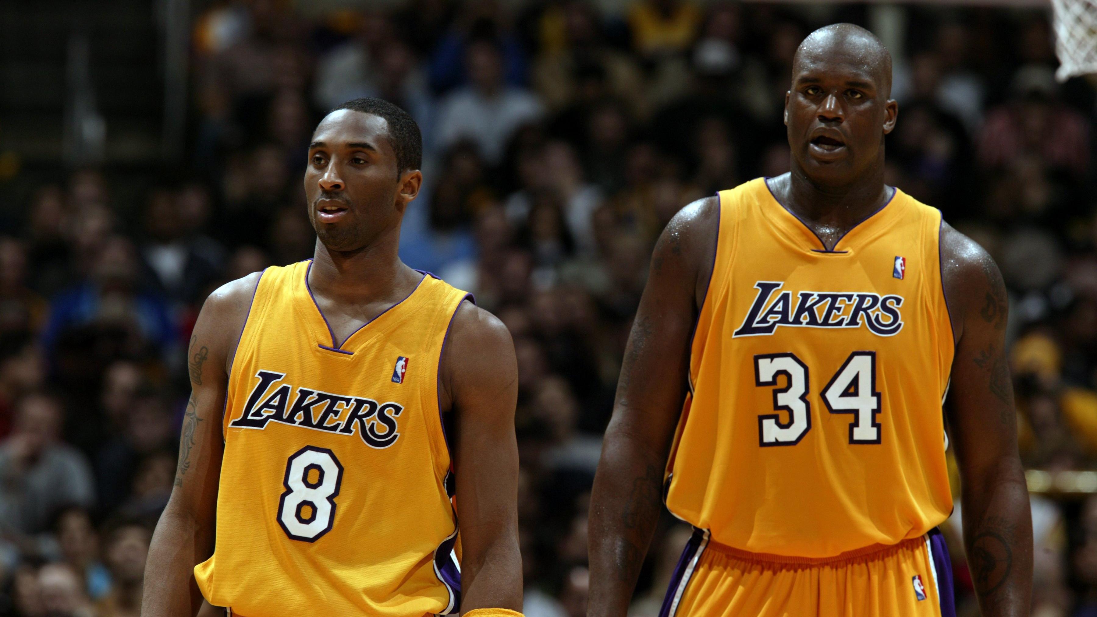 Los Angeles Lakers Kobe Bryant and Shaquille O'Neal
