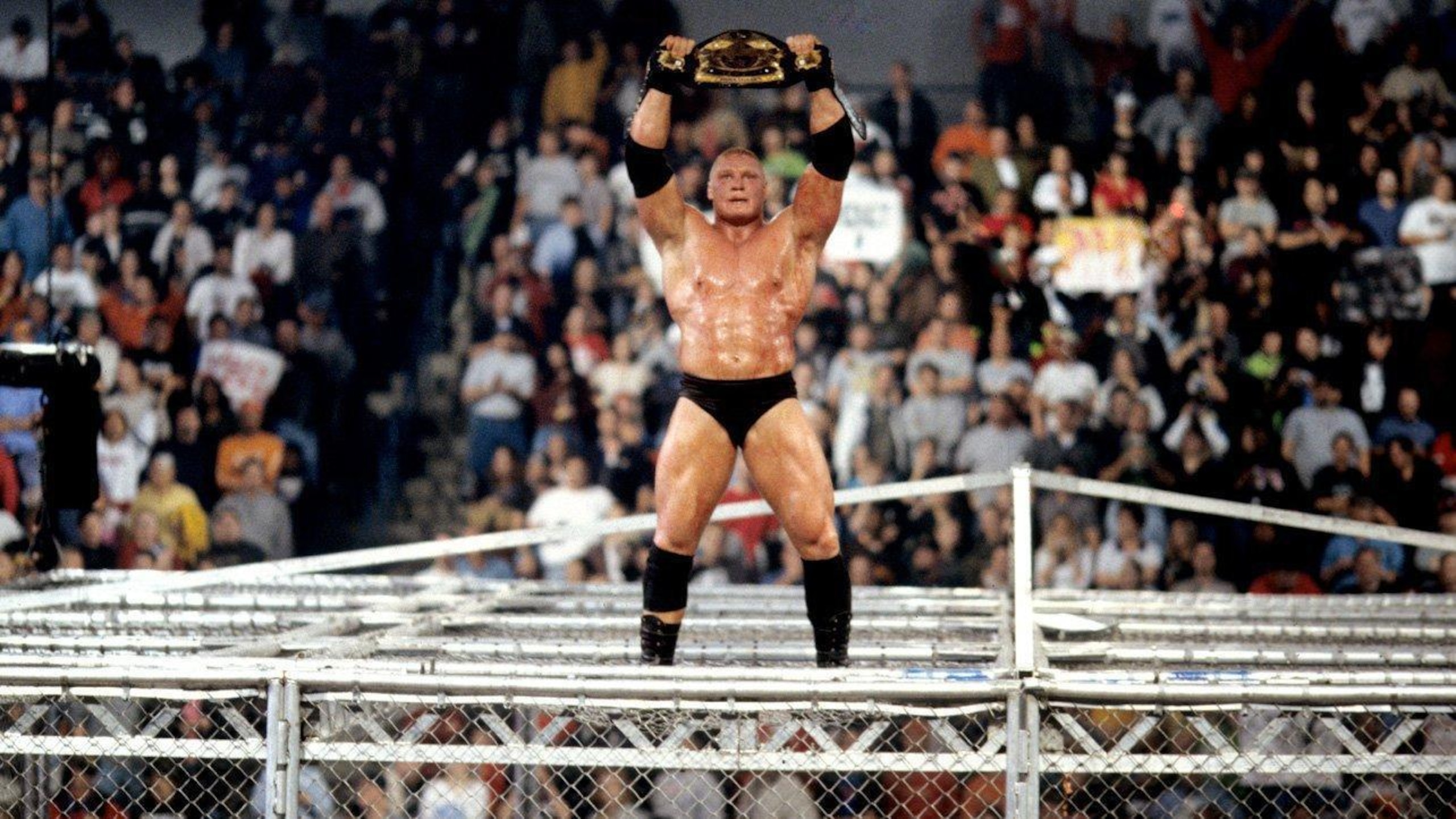 Brock Lesnar conquers Hell in a Cell at WWE No Mercy 2002