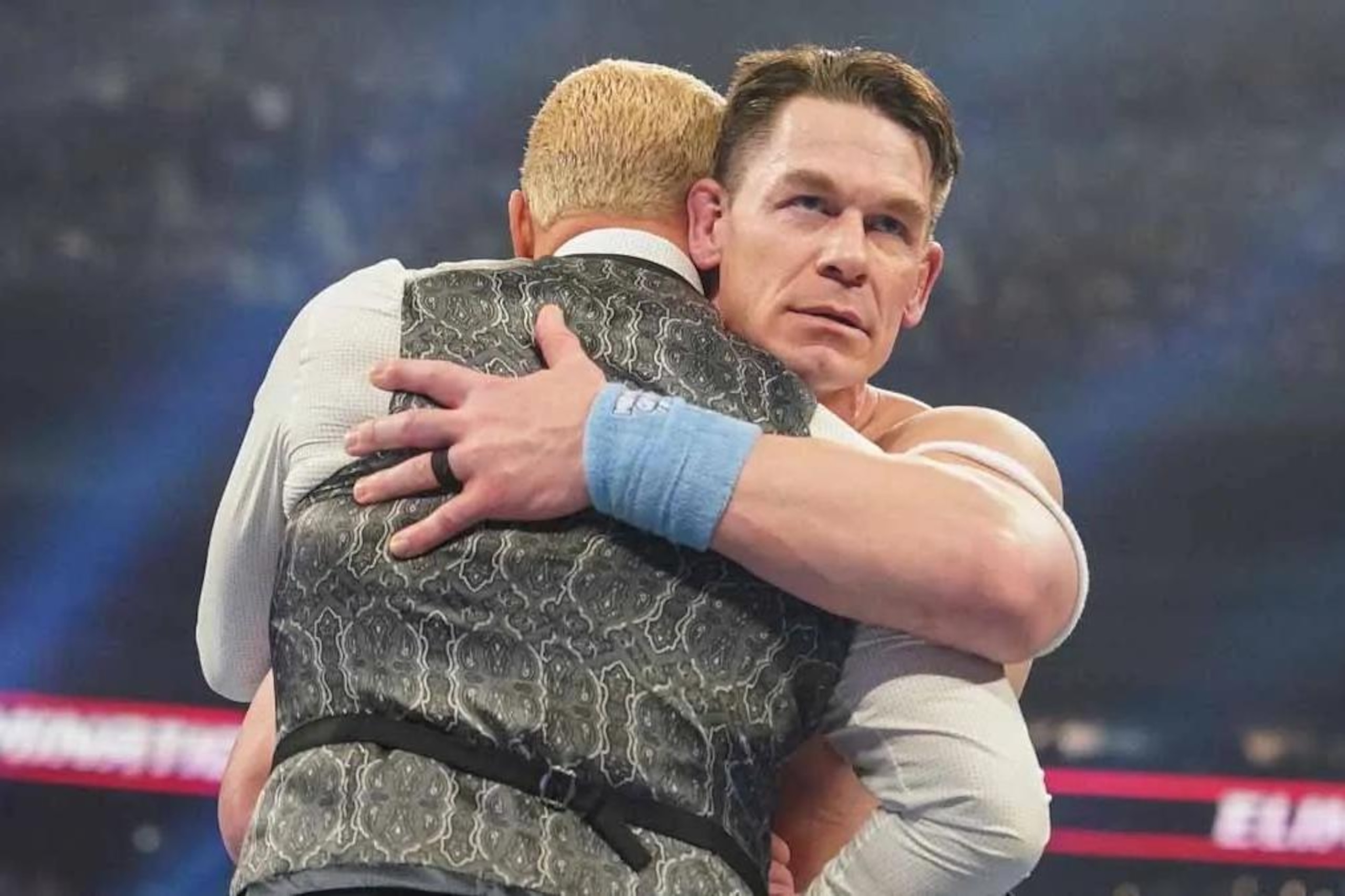 John Cena just before his shocking heel turn on Cody Rhodes. John Cena just before his shocking heel turn on Cody Rhodes.
